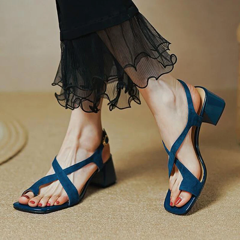 

Comem Summer Women High Heel Sandals Fashion Party Dress Elegant Woman Shoes with Low Thick Heels Shoes Women Sandalias Female