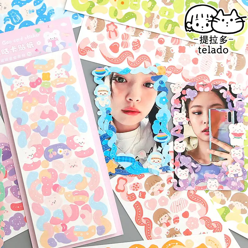 

12 Sheets Ribbon Laser Journal Cute Daily Material Collage Stickers