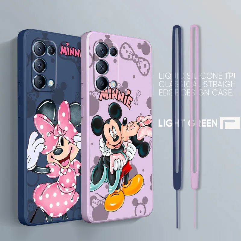 

Minnie Mickey Love Pink For OPPO Find A96 A76 X5 Pro X3 Pro X2 Neo 7Z 6 5 4Z Lite Pro 4G 5G Liquid Rope Phone Case