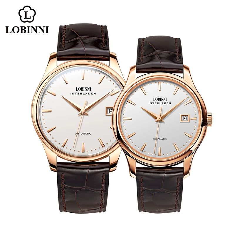 LOBINN Luxury Automatic Couple Watches Pair Men and Women Mechanical Wristwatch Seagull ST2130 Sapphire Crystal Clock Lover Gift