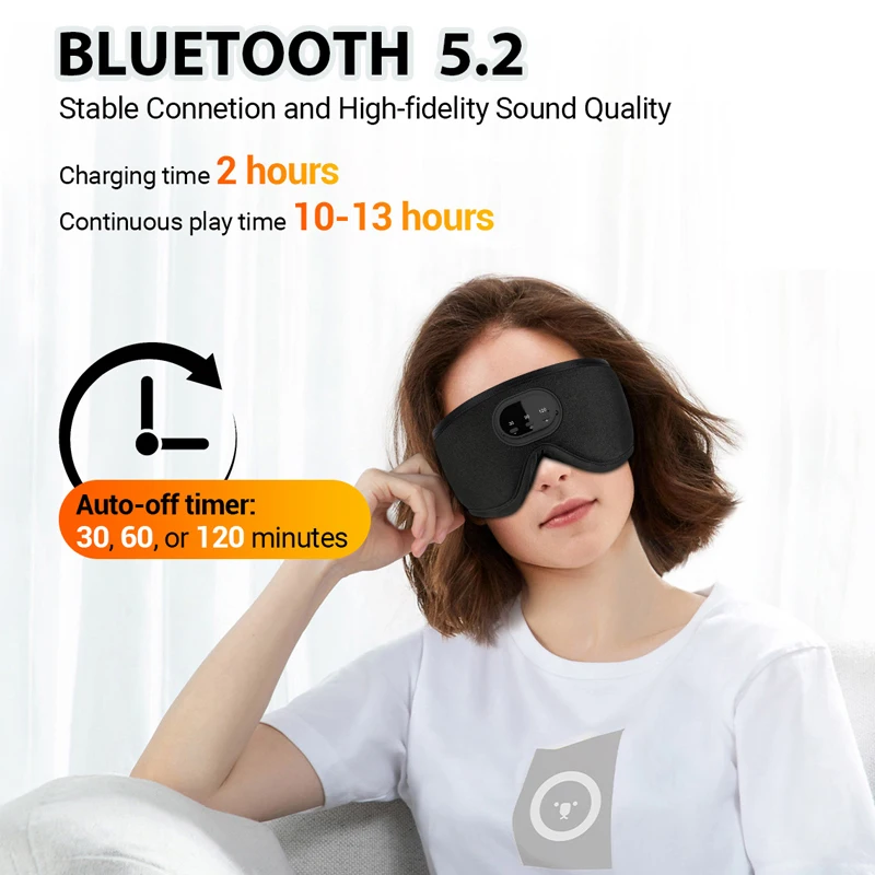 Bluetooth 5.2 Headphone 3D Wireless Music Eye Mask White Noise Headset For Artifact breathable Sleeping Headphones - купить по