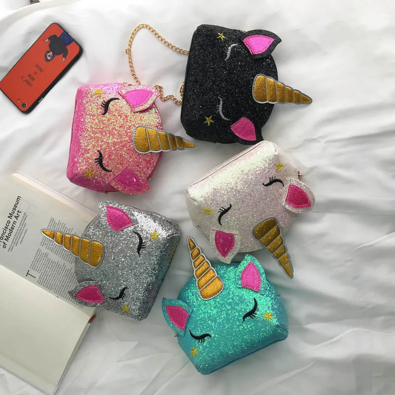 Children's Diagonal Bag Girls Cartoon Animal Unicorn Home Snacks Toys Kindergarten Storage Bag Chain Women's Bag Parent-Child