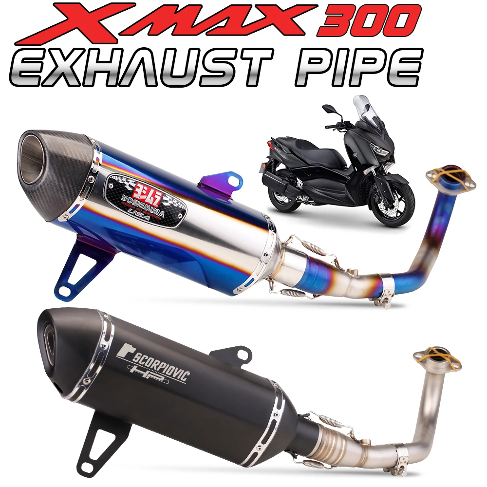 For XMAX300 250 XMAX 300 X MAX250 Motorcycle Exhaust Escape Moto Muffler Slip on Motorcross Front Pipe Stainless Steel Tube