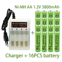 new aa 1 2v 3800mah battery ni mh rechargeable battery for toy remote control rechargeable batteries aa 1 2v batterycharger