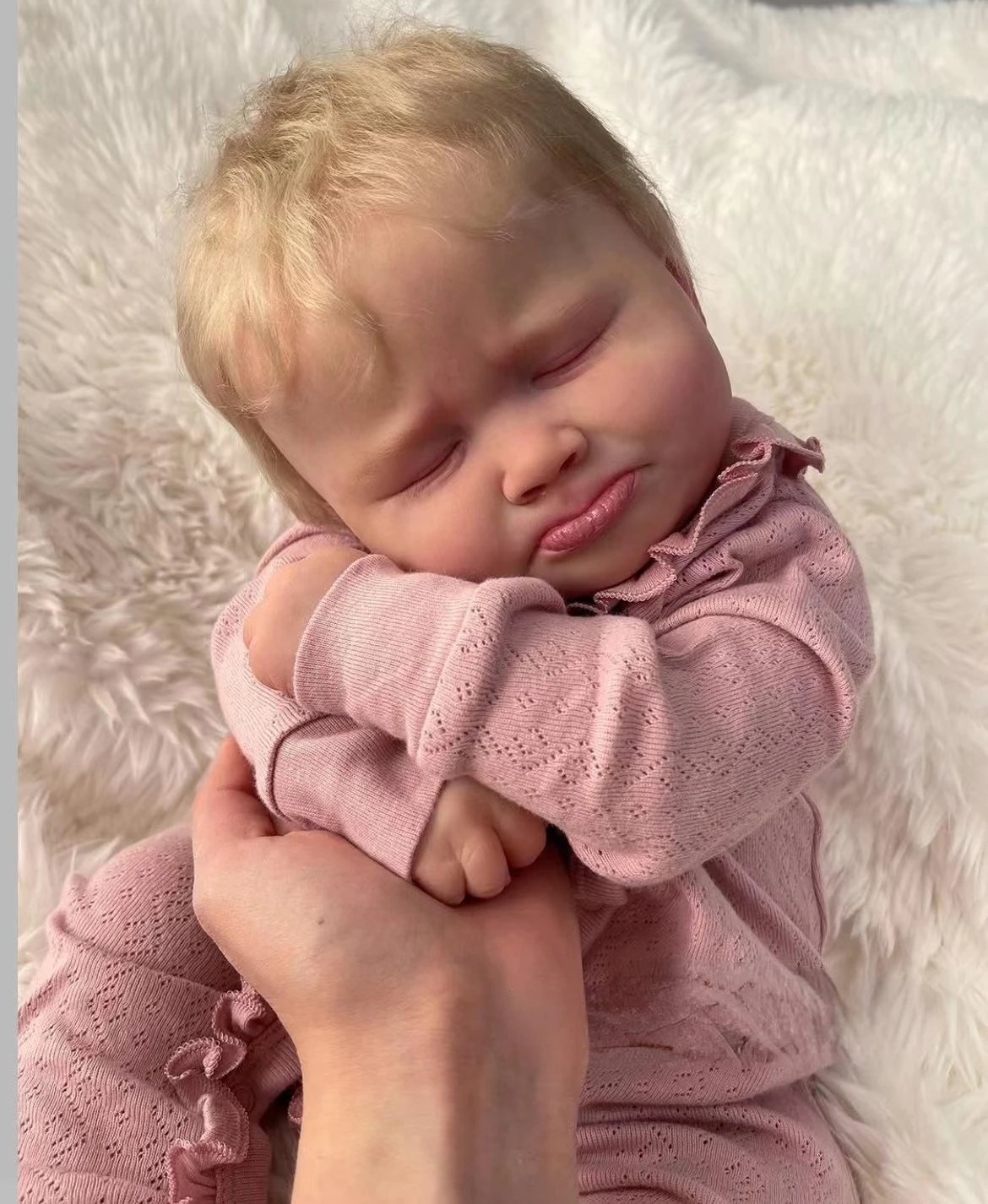 

FBBD 23inch Finished Reborn Baby Doll 4month Sage Hand-Made With 3-D skin With Hand-Rooted Hair Toys For Children As Picture
