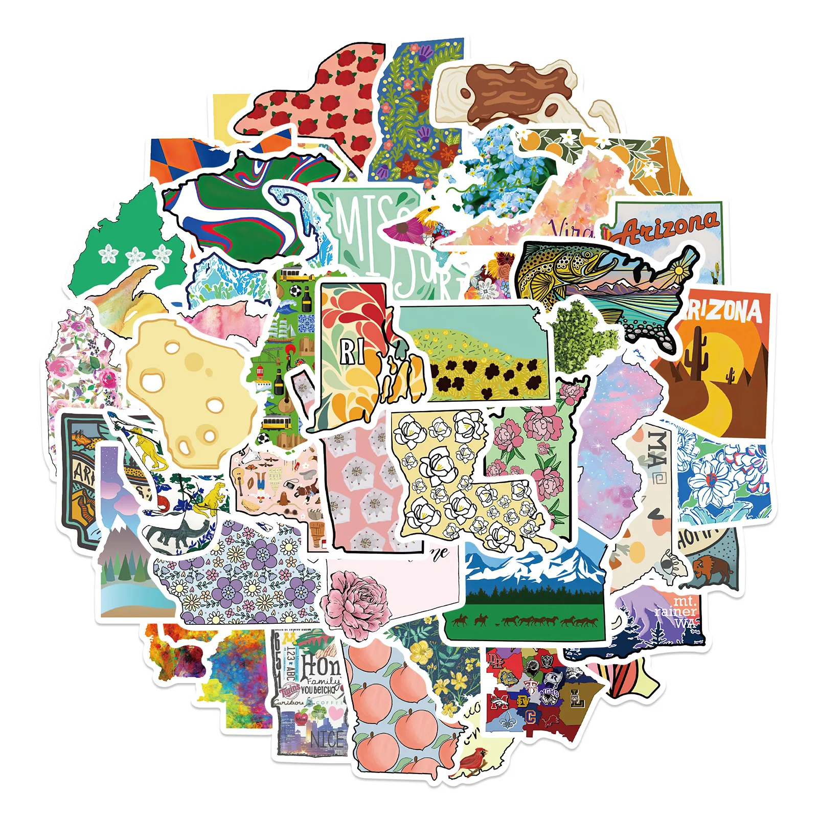 

10/30/55PCS Color World Countries State Stickers DIY Car Bike Laptop Travel Luggage Classic Toy Graffiti Sticker Decal Kid Gift
