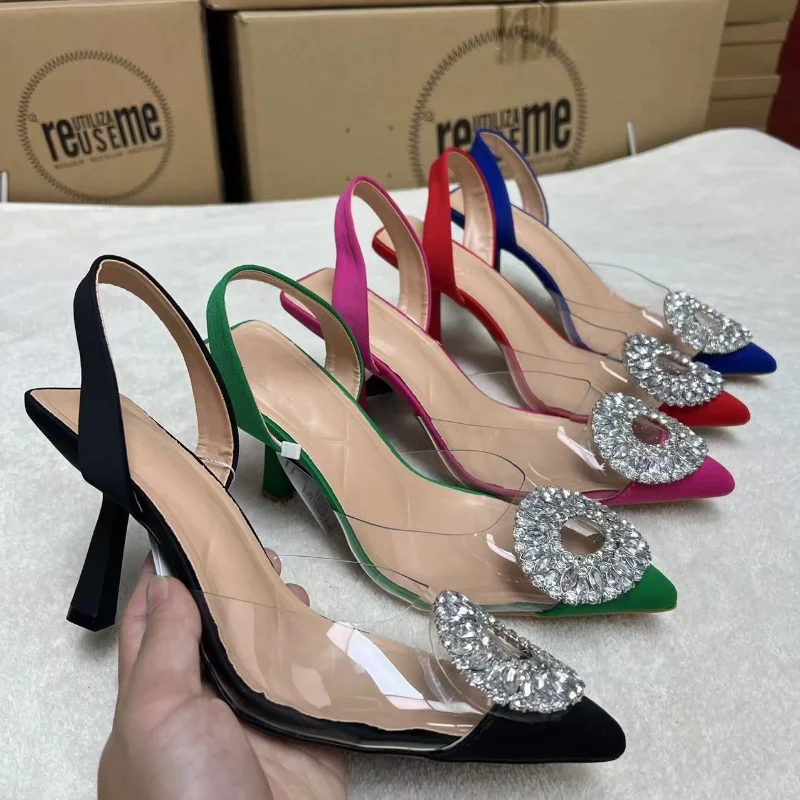 

Luxury Sandals Women Shoes Rhinestone Pointed High Heels Women Wedding Shoes 2023 New Zapatos Mujer Chaussure Femme Party Shoes