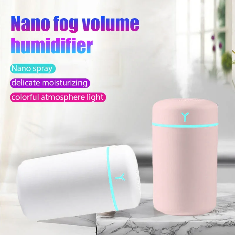 

420ML Air Humidifier Portable Intelligent Humidifier Oil Diffuser Mini Cool Mist Maker Purifier with Colorful Soft Night Light
