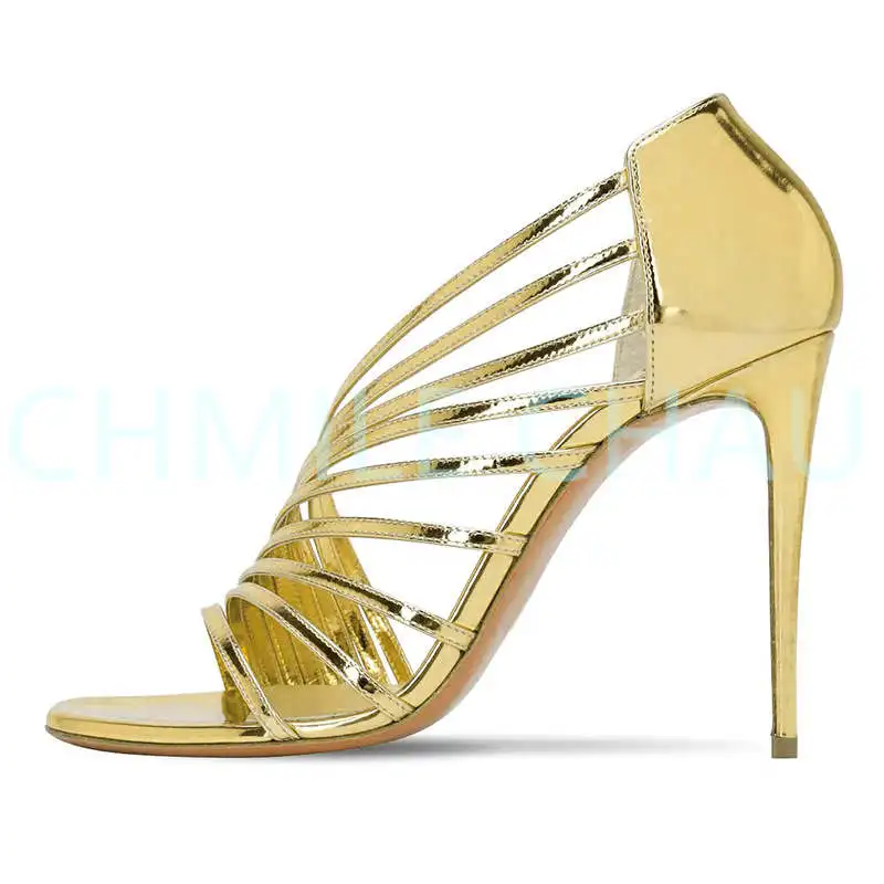 

Gladiator Rome Elegant Luxury Designer Women Sandals Stiletto High Heel Fetish Prom Shoes Plus Size Sandália Feminina 171-CHC-31