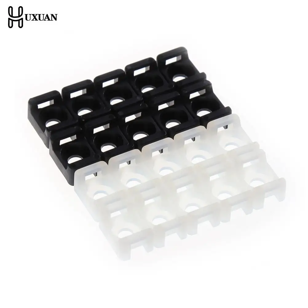 

100PCs 4.6mm Cable Tie Mount Wire Buddle Saddle Type Plastic Holder White Black