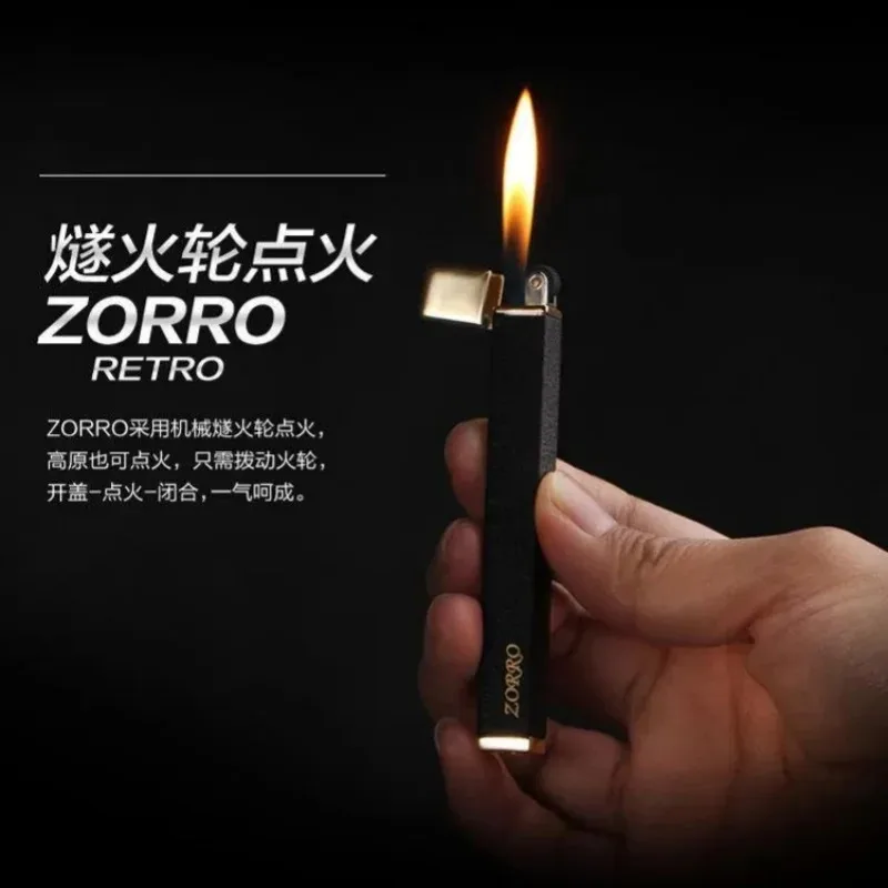 Фото Уникальные портативные металлические газовые зажигалки ZORRO, креативные и стильные, премиум-класса, аксессуары для курения, инструменты, подарки на фестивали. №3