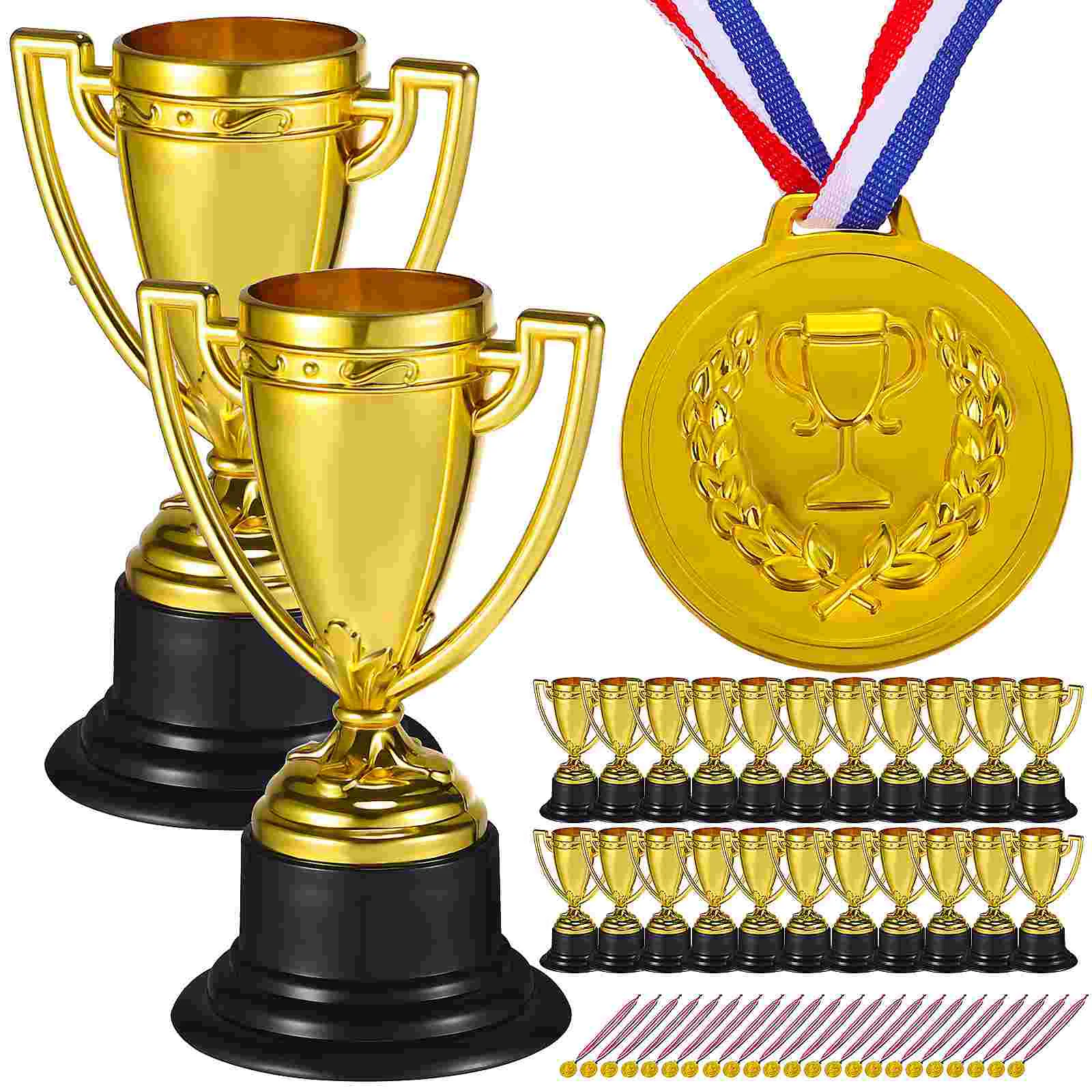 

24 Sets Plastic Trophiess Competition Award Cups First Place Plastic Trophiess Medal Models for Sports Events