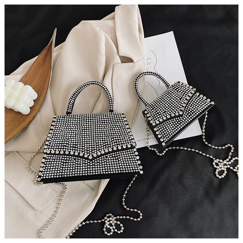 

Famous Brand Designer Full Diamond Ladies Handbags 2022 New Fashion Versatile One Shoulder Messenger Bag Luxury Design Purses Gg