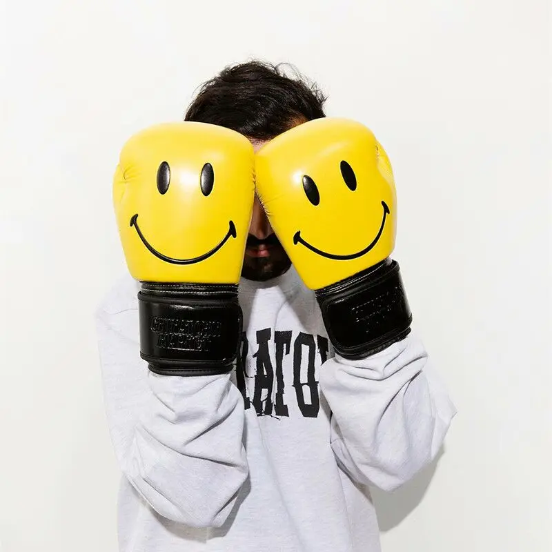 

Внешняя торговля, боксерские перчатки Smiley, ограниченный выпуск, тренировочные боксерские перчатки, желтые перчатки для тхэквондо