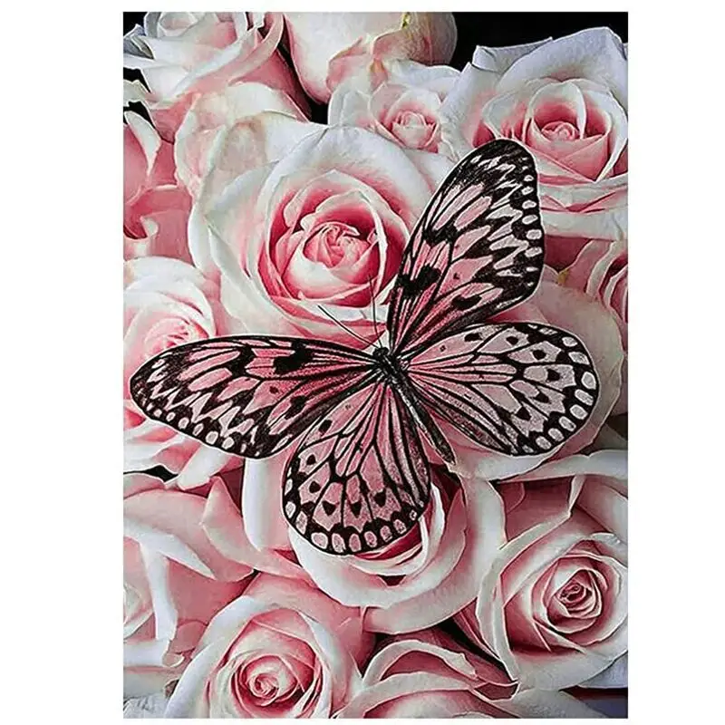 

Flower Butterfly Diamond Paintings Cross Stitch New Collection Embroidery Complete Kit Mosaic Rhinestone Pictures Home Decor