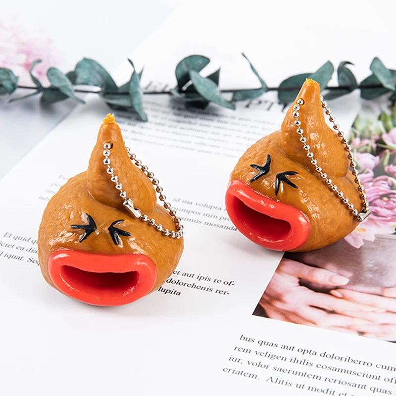 

1PC New Funny Poop Keychains Emoticon Toy Pop Out Tongues Novelty Fun Little Tricky Prank Antistress Toy For Kids Or Children