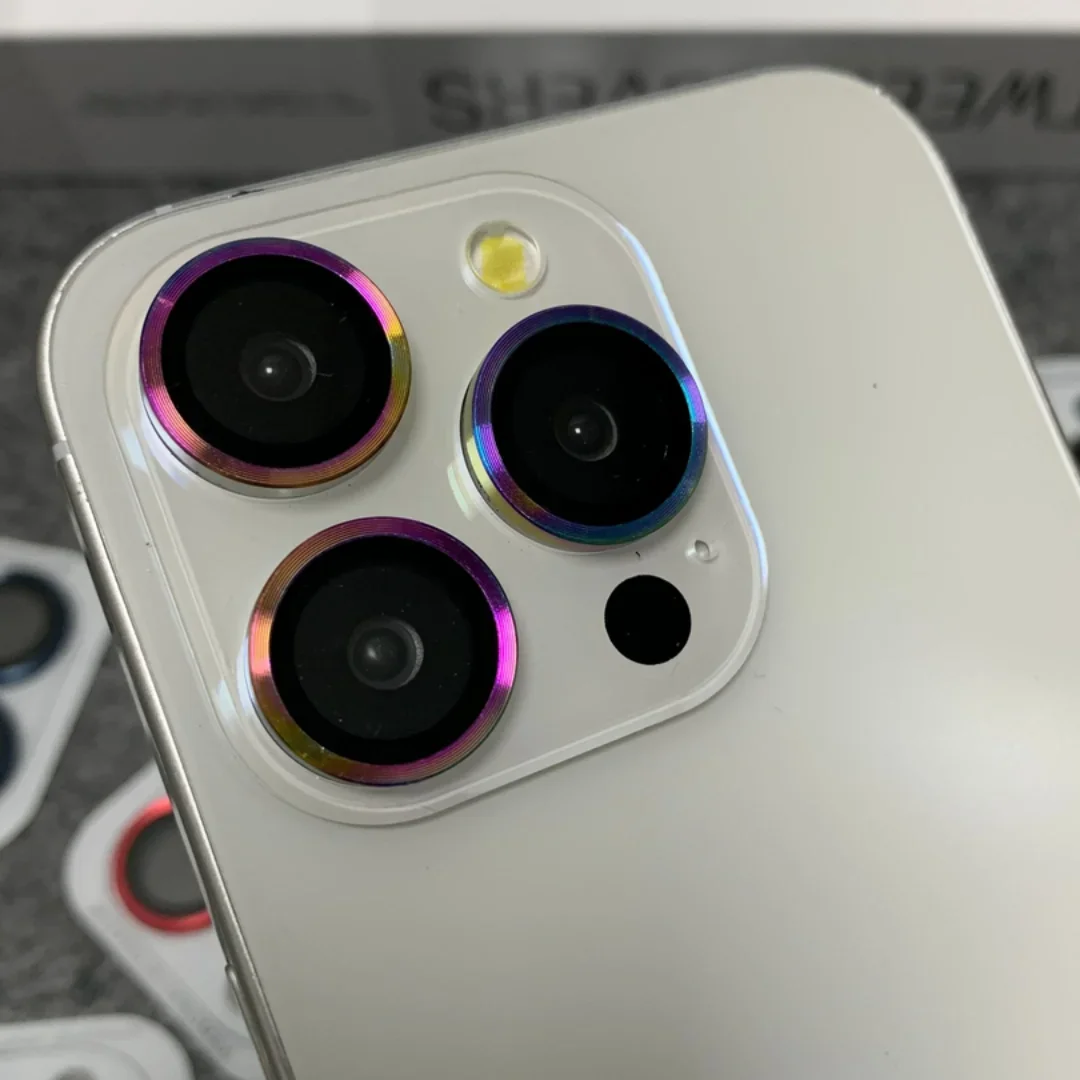 Защитное стекло с металлическим кольцом для объектива IPhone 16 15 Pro Max Plus Защитная