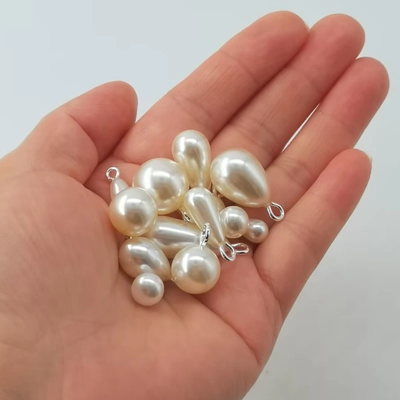 

30pcs/lot Beads Pearl Charm Bulk Silver Charms For Earrings Making Supplies Diy Jewelry Pendants Christmas Keychain Accessories