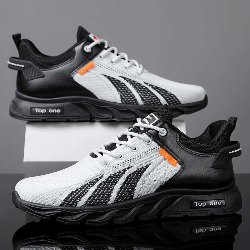 

Summer New Men's Shoes Fashion Flying Woven Men's Daily Casual Shoes Lace up Breathable Running Sports Shoes Men Wholesale