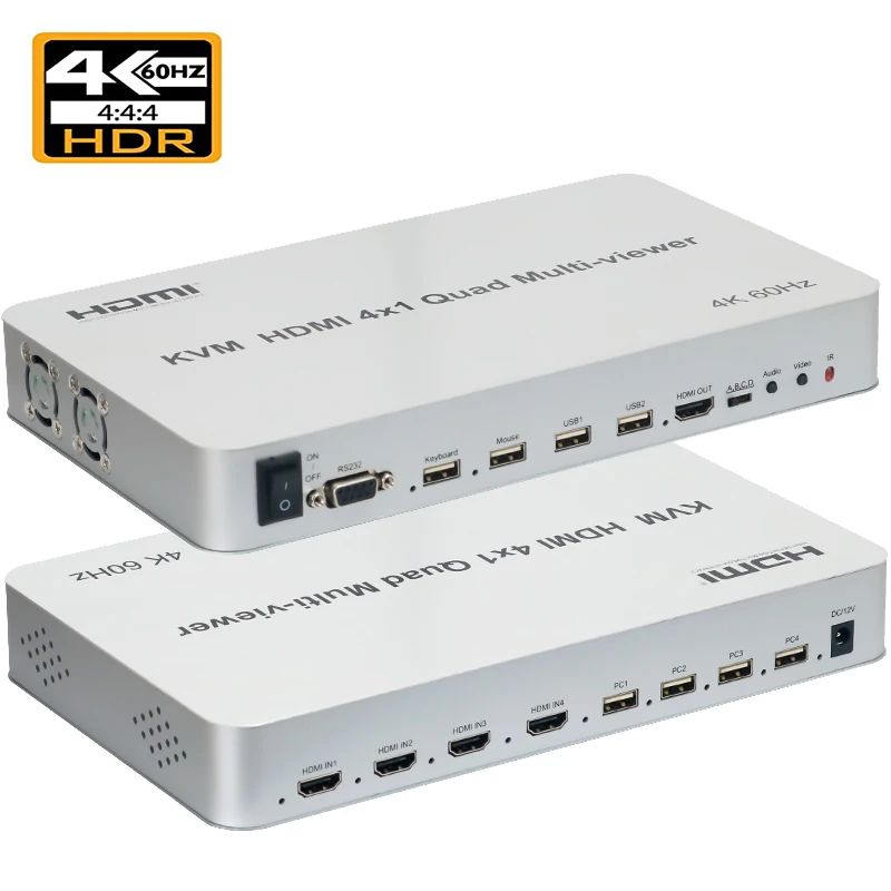 4K 60 Гц квм HDMI мультипросмотр HDMI бесшовный переключатель 4x1 HDMI мультипросмотр контроль бесшовный переключатель с подключением экрана USB клавиатура мышь