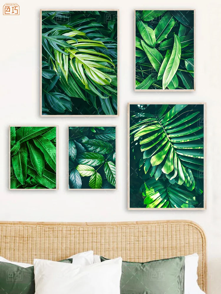 Современное минималистичное настенное искусство зеленые растения большой