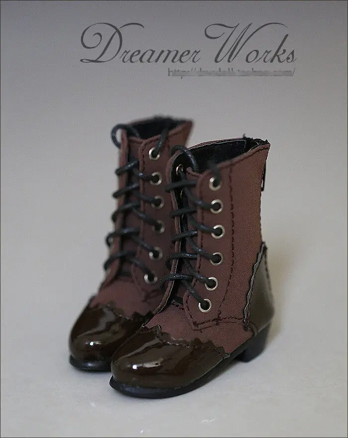

Mini Collection MSD SD 1/4 BJD Obitsu Doll BOOTS Brown&Black Splice Shoes
