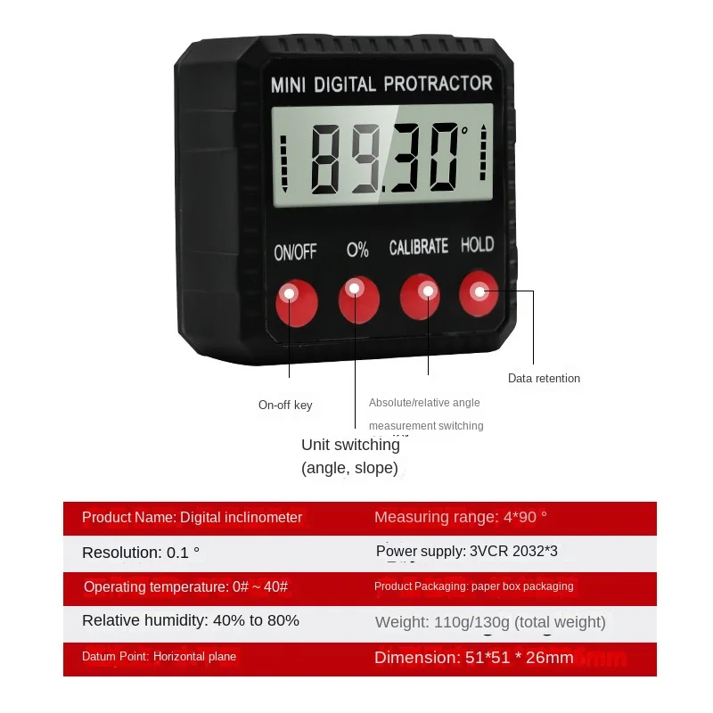 

Electronic Digital Inclinometer Mini Tilt Angle Measuring Instrument Magnetic Level Gauge Tilt Box Wholesale