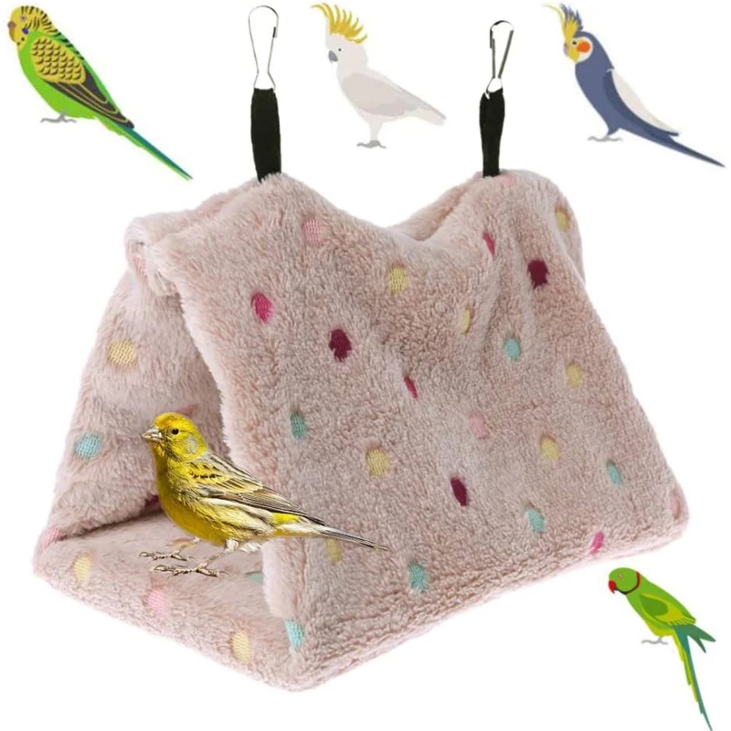 

Winter Warm Bird Nest House Parrot Hanging Hammock Velvet Shed Hut Finch Cage Plush Birds Hideaway Sleeping Bed Perch Swing