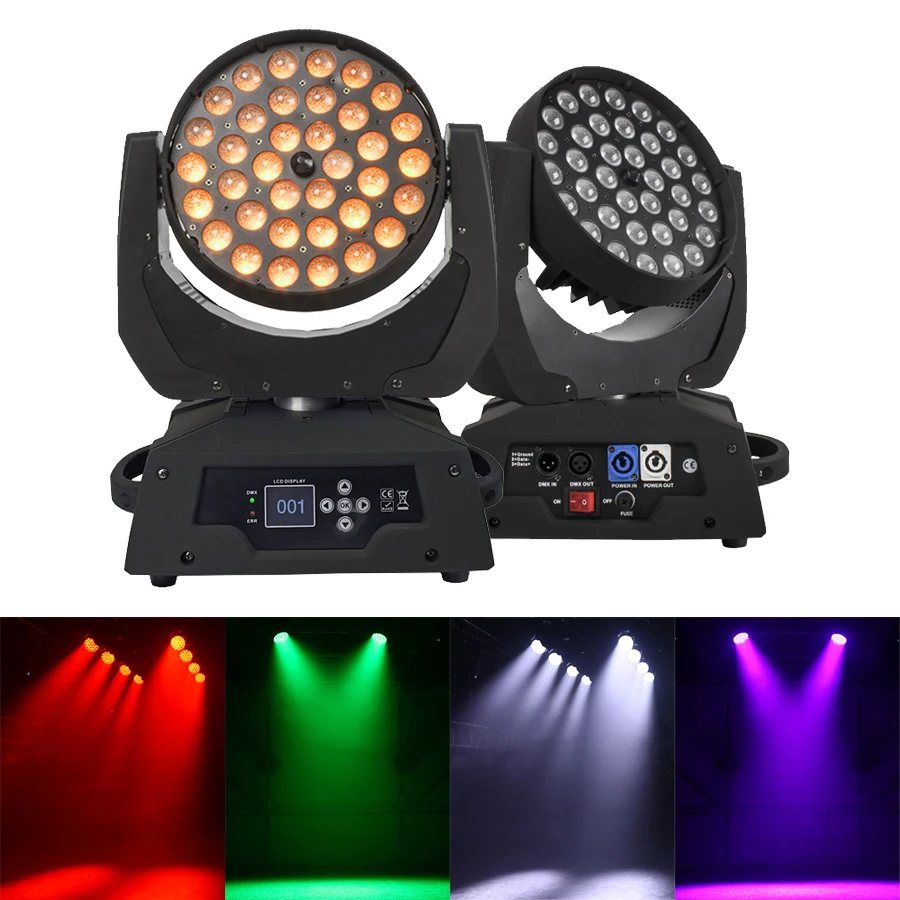 Fast Shipping LED Wash Zoom Moving Head Light 36x18W RGBWA+UV 6IN1 Touch Screen Lyre 36x12W DMX 18 Channels DJ Disco Party Bar