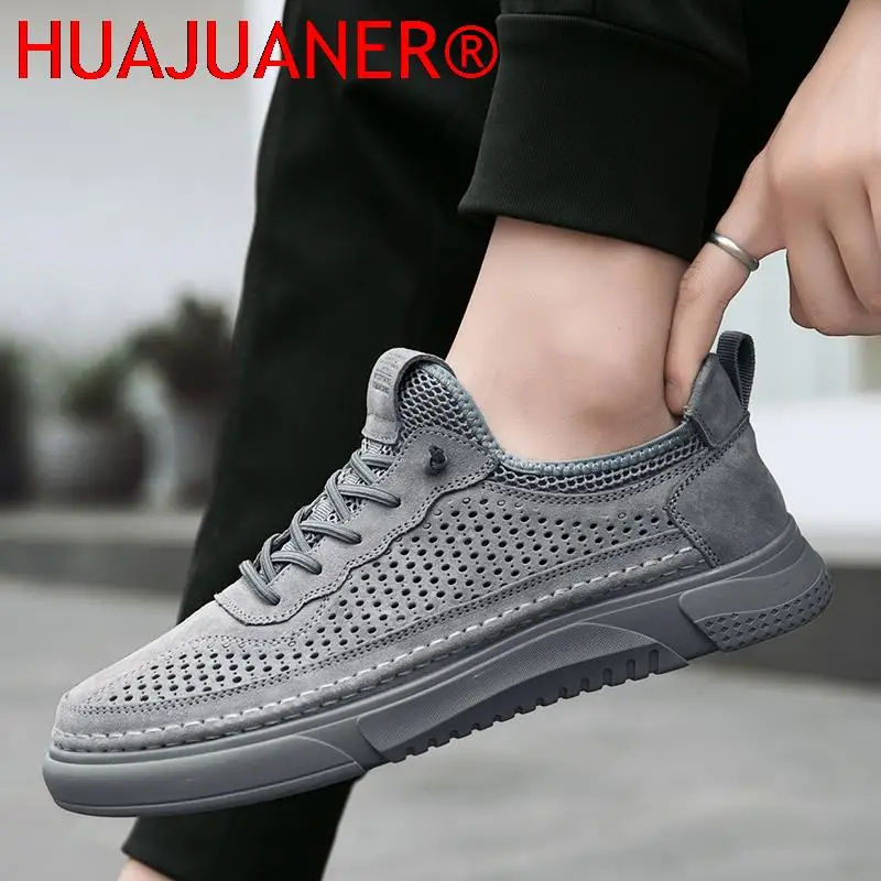 

Mens Shoes genuine Leather Casual Breathable hole Hiking High Quality Leisure Non-slip Light Handtailor Wear-resisting men shoes