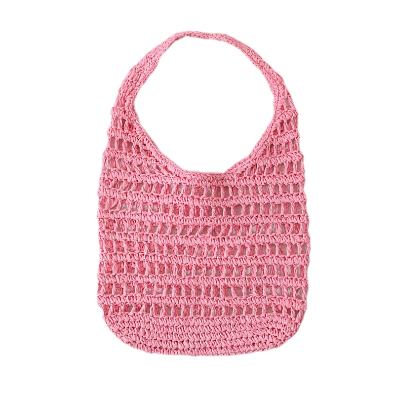 Casual Hollow Straw Bag Women Designer Candy Color Paper Woven Shoulder Bag Lady Summer Casual Beach Big Tote Holiday Purse 2023