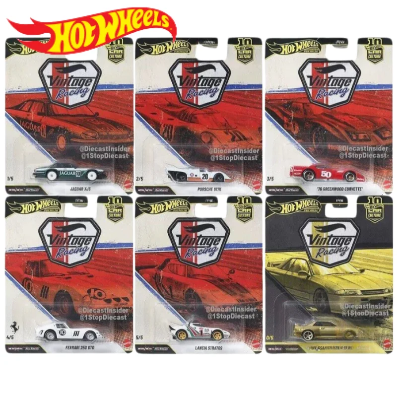 Фото Коллекционные модели автомобилей Hot Wheels Premium Car Culture Vintage Racing 1:64 из литого металла: Jaguar XJS, Porsche, Corvette, Ferrari 250, Lancia, Nissan. Подарок. №3