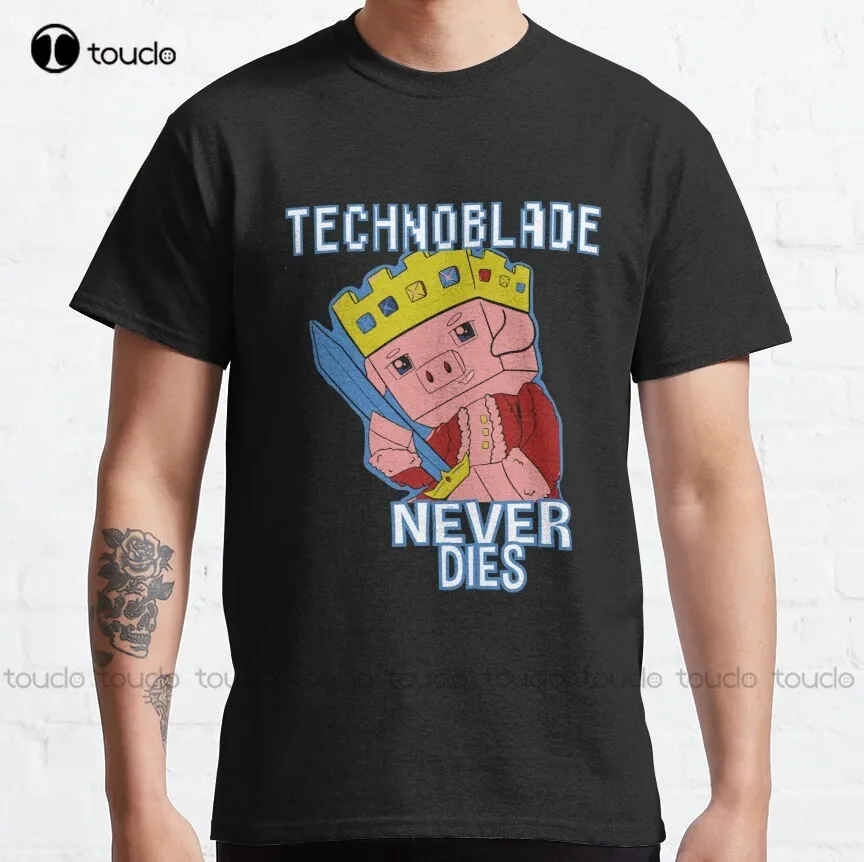 

Классическая футболка Technoblade Never Dies, Мужская футболка на заказ, Футболки унисекс для подростков с цифровой печатью, дышащий хлопок