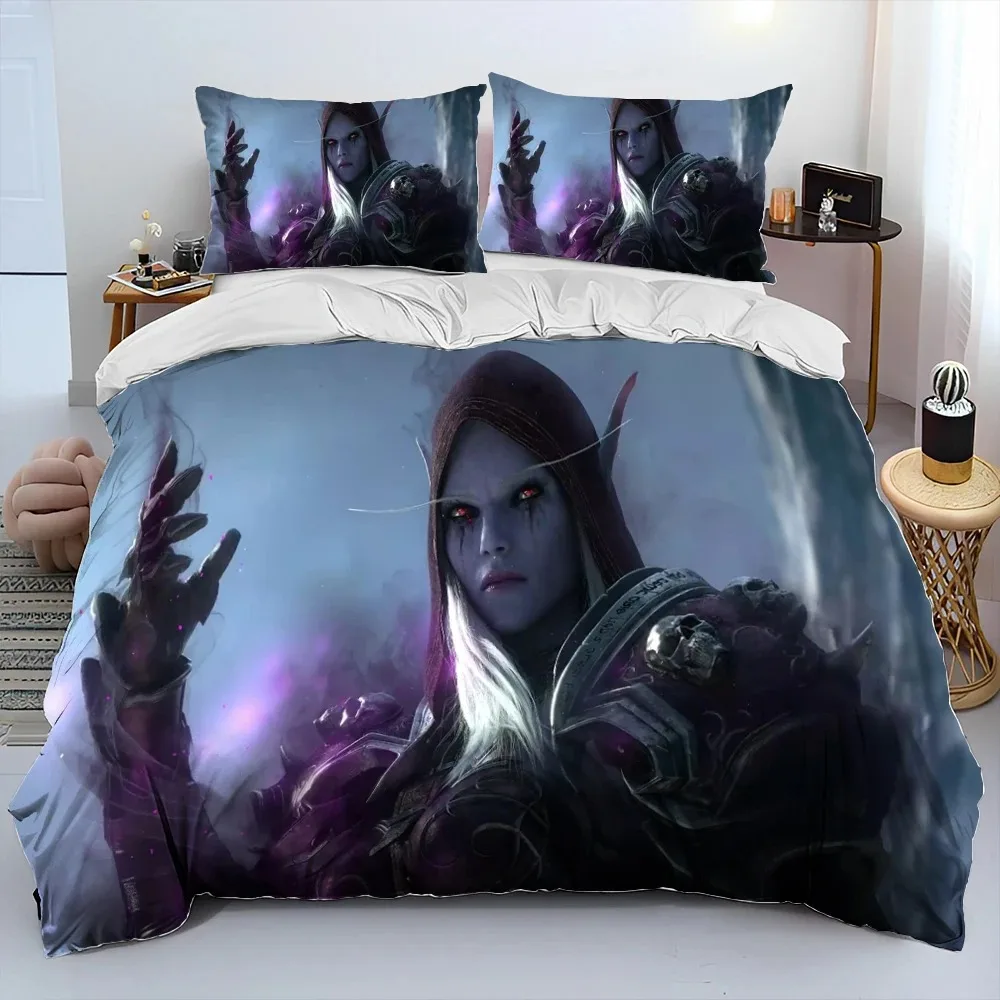 Фото Новый комплект постельного белья с 3D принтом World of Warcraft, WOW, игрового геймера, комплект постельного белья в стиле аниме, комплект из 3 предметов для взрослых и детей, комплекты пододеяльников для спальни №1