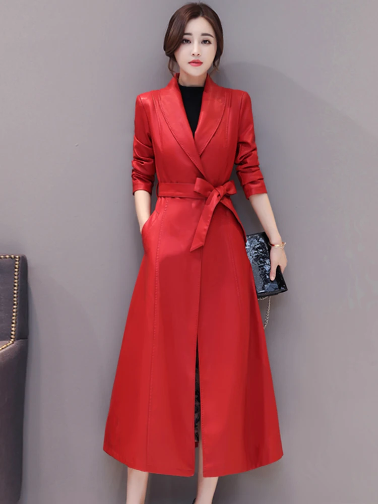 Autumn Winter Long Jackets Thicken Genuine Leather Coat 2022 New Women Genuine Sheepskin Jacket Office Lady Trench Outerwear