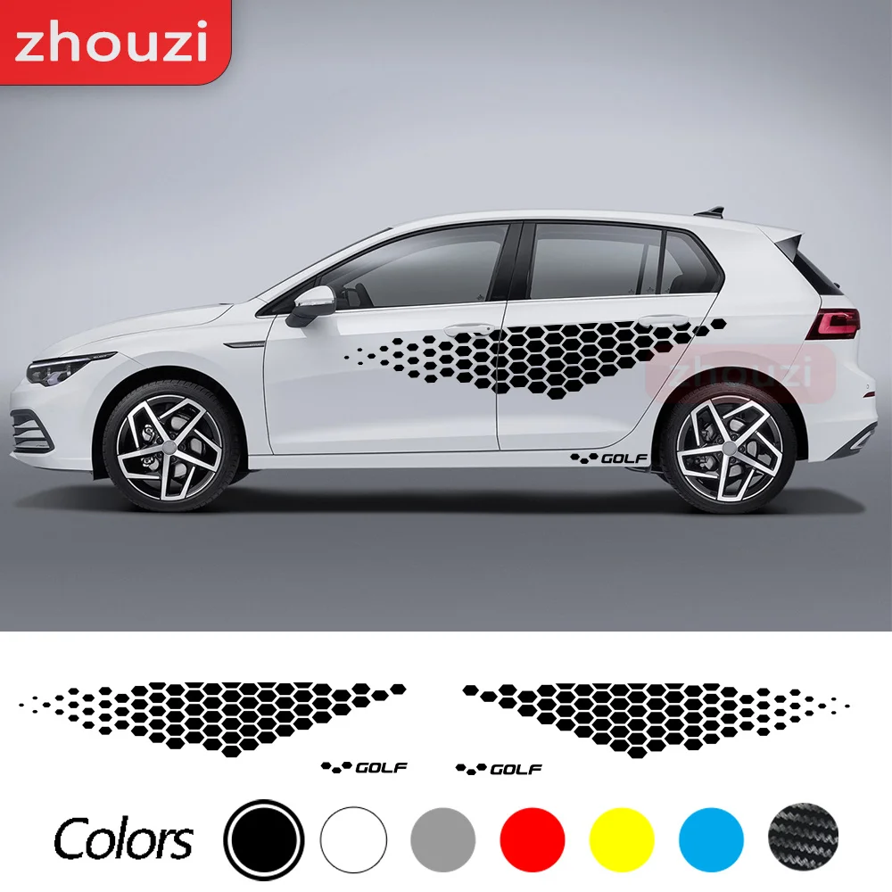 

Car Sticker Body Door Side Skirt Vinyl Decal For Volkswagen Golf 4 5 6 7 TSI TCR Polo Racing Decals 1 Set Auto Accessories