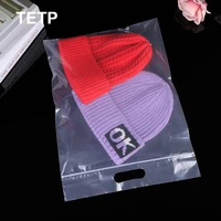 ttetp 10pcs clear ziplock bags with handle travel clothes hats shoes pants storage organizer packaigng reclosable thicken