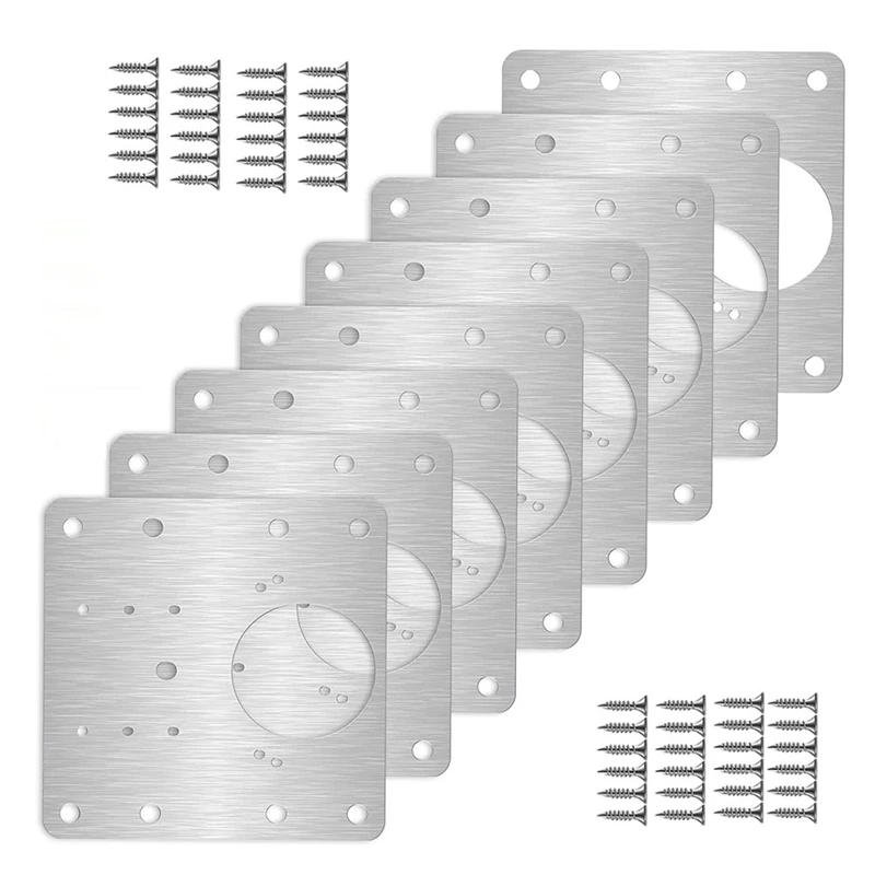 

8PCS Cabinet Hinge Repair Plate Resistant Stainless Steel Furniture Mounted Plate Cabinet Door Hinges Repair Mount Tool