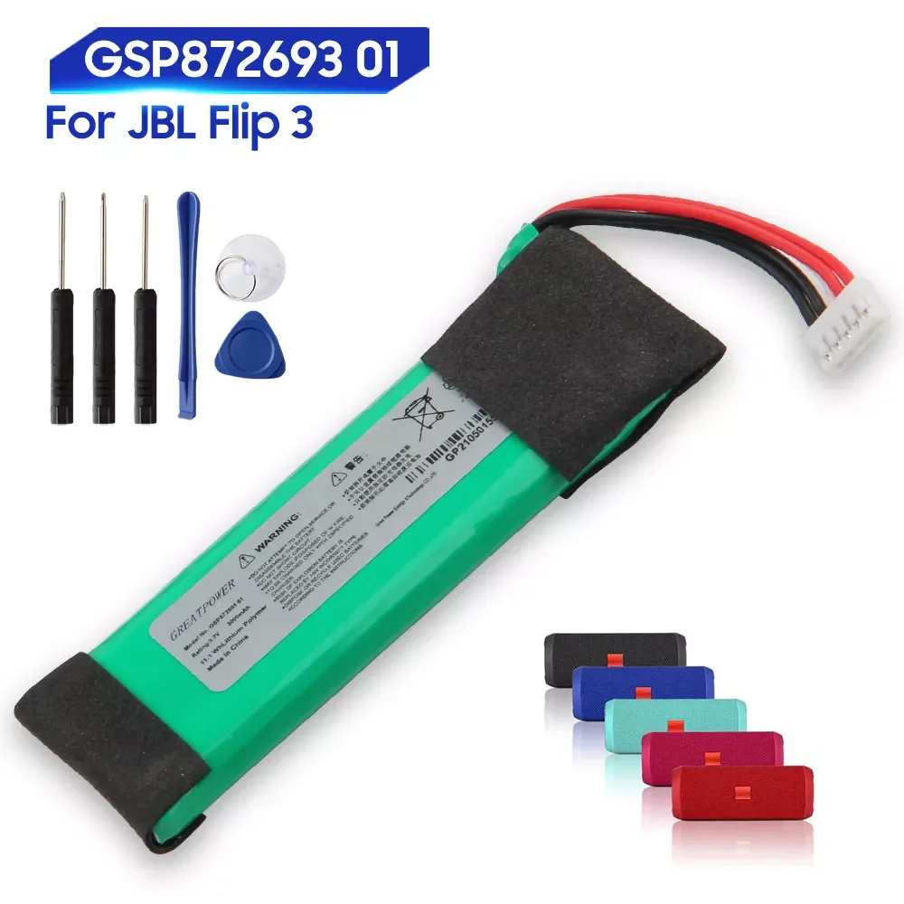 

2023New Original Replacement Battery For JBL Flip 3 Flip3 GSP872693 01 Genuine Battery 3000mAh
