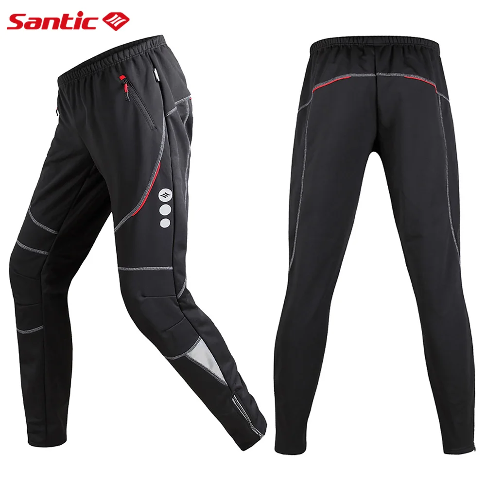 

Santic Men's Winter Cycling Pants Without Cushion Keep Warm Fleece Outdoor Casual Pants C04004ER