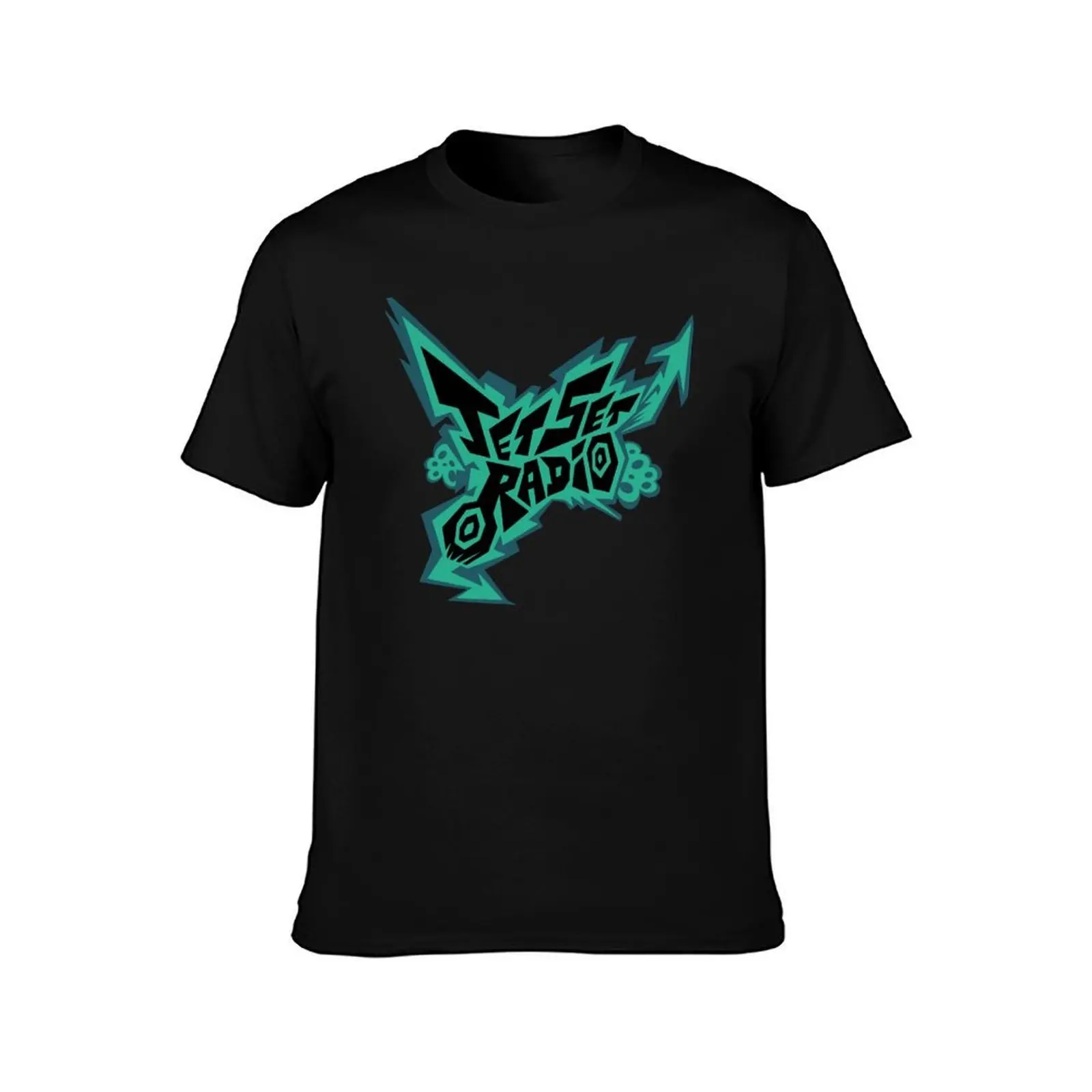 Фото Футболка Jet Set Radio (JSR) с логотипом, бирюзовая, базовая, дышащая, однотонная. №2