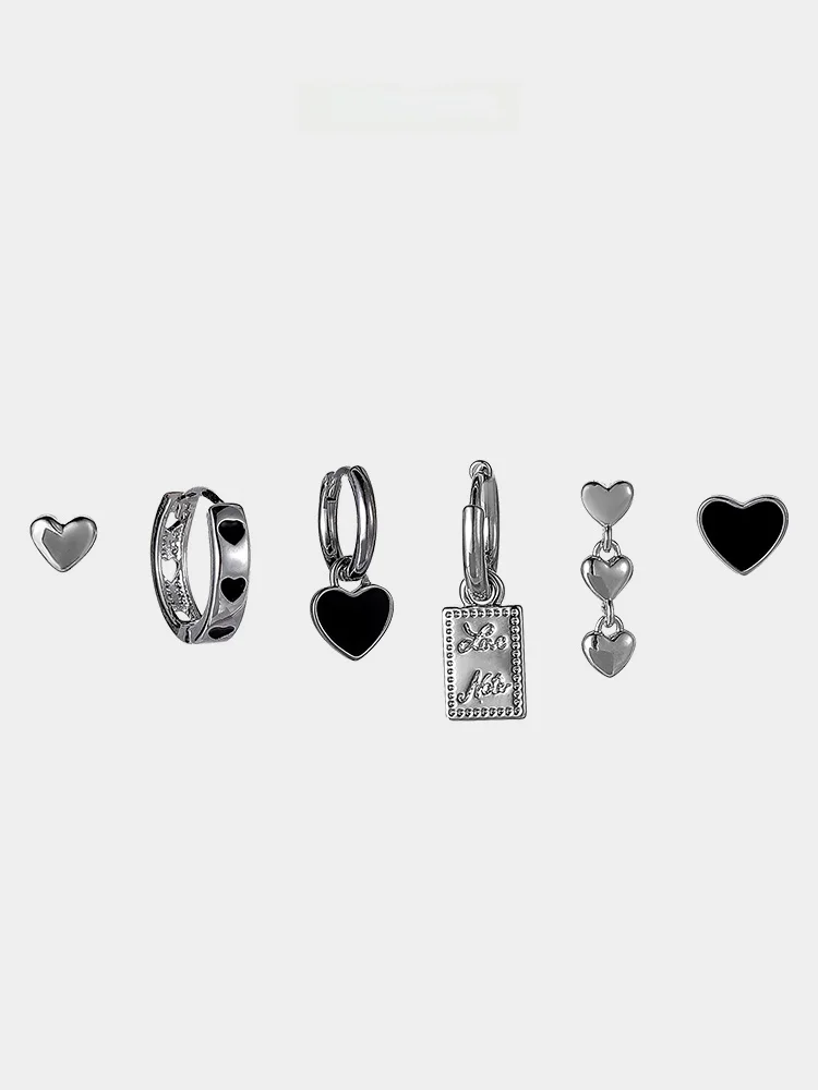 Voyag Heart 6-Piece Set Earrings Design High-End Small and Exquisite Suitable for Winter