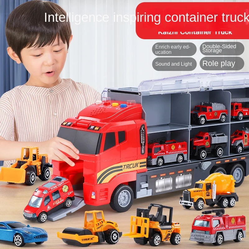 

Children's Truck Engineering Fire Toy Car Set Enlightenment Realistic Model All Kinds of Alloy Cars Boys Christmas Gifts