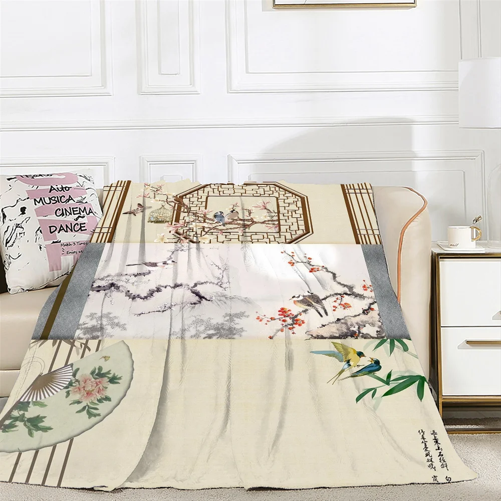 Плюшевое Одеяло В Древнем Китайском Стиле Большой Размер Для Дивана Роскошное