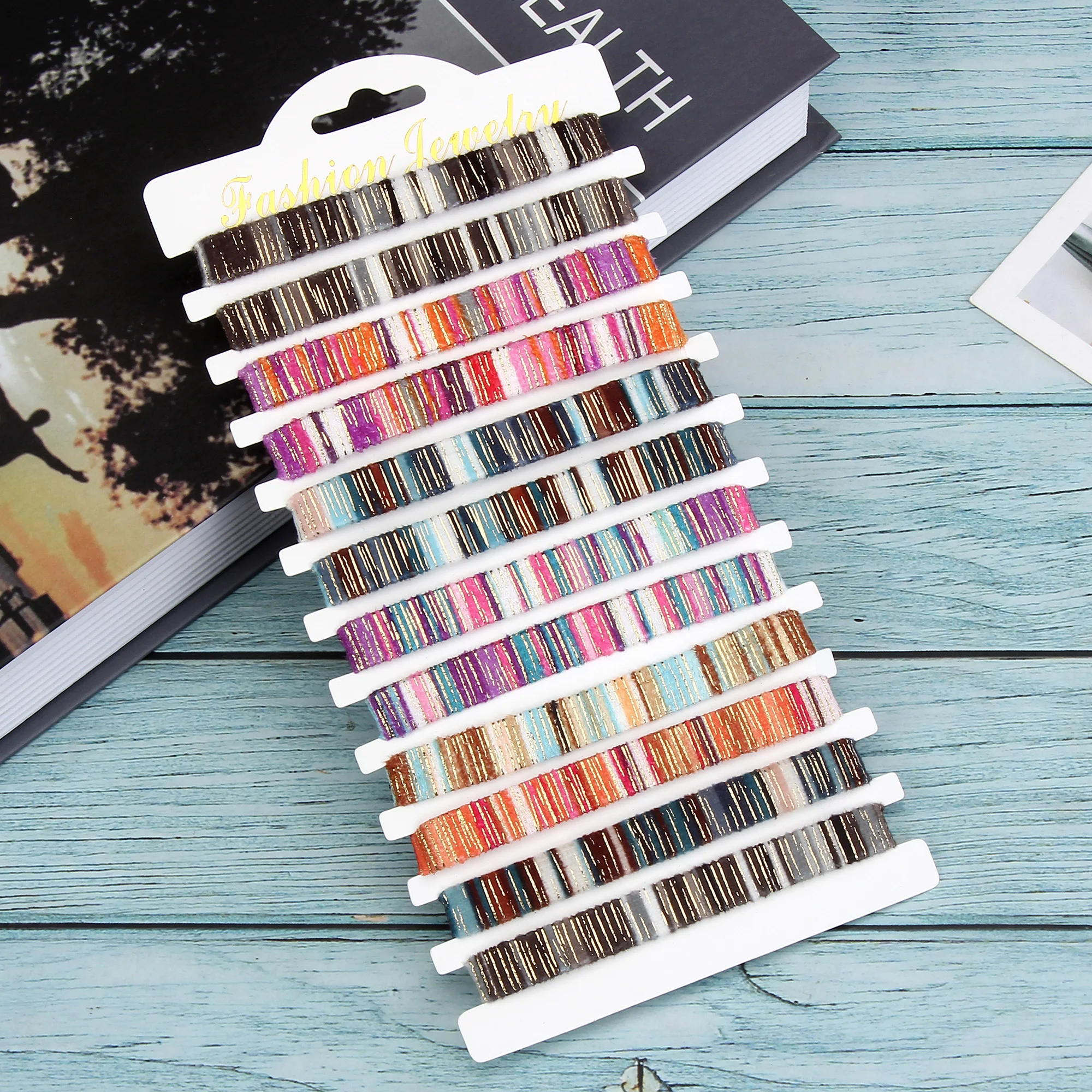 12pcs/set Bohemia Handmade Weave Rope Couple Bracelets For Women Men Multi-colored Ethnic Thread Bracelets Bangles Jewelry Gift