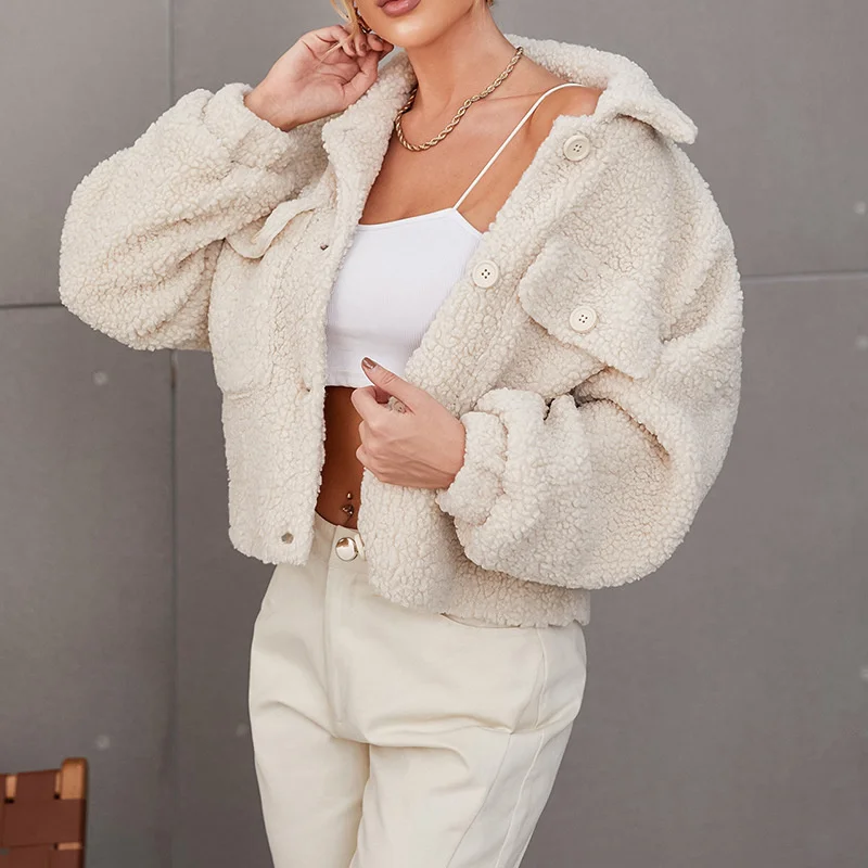 

Женская куртка на осень и зиму, утепленное белое плюшевое хлопковое пальто, свитер свободного покроя, модная верхняя одежда, женская одежда