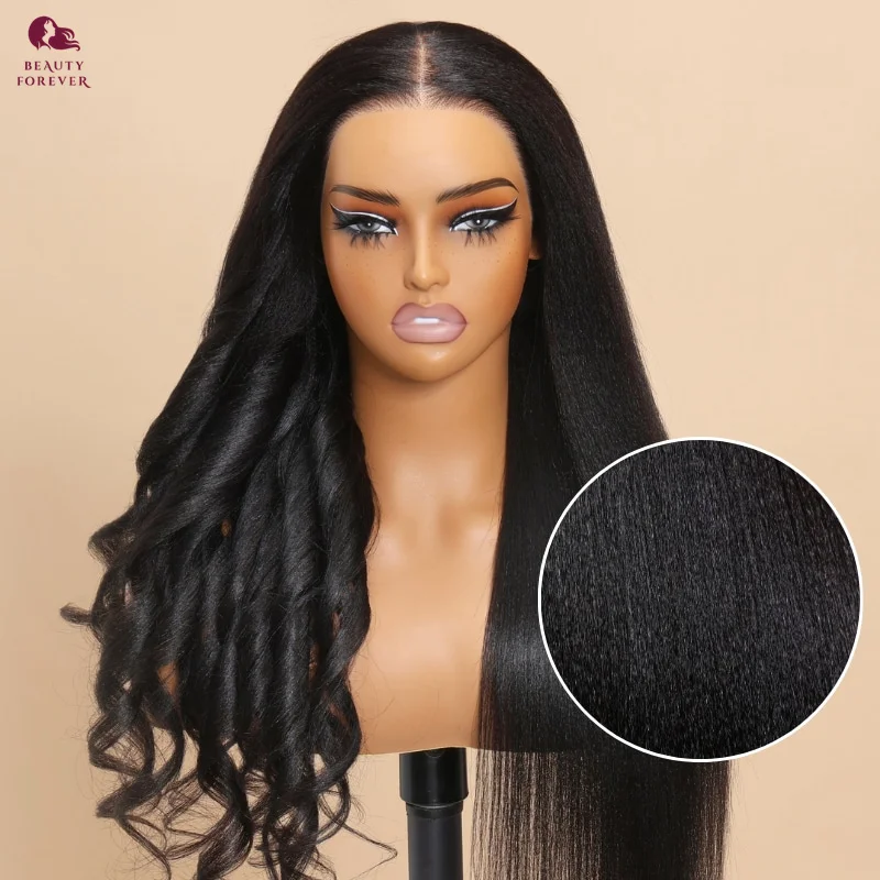 Beautyforever плотность 200% Yaki парик из прямых безклеевых человеческих волос