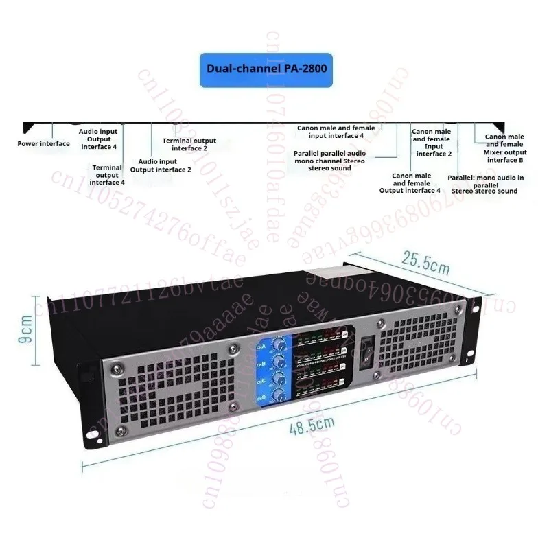 Фото Цифровой усилитель мощности CA Dual Audio 1000 Вт при 8 Ом (2x4) для конференций, домашнего караоке и сценических выступлений №1