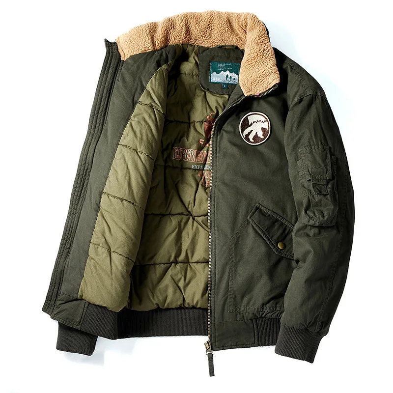 Winter Men Bomber Jacket Parka Warm Thicker Pilot Flight Coats Military Tactical Jacket Windbreaker Tops Cotton Jacket