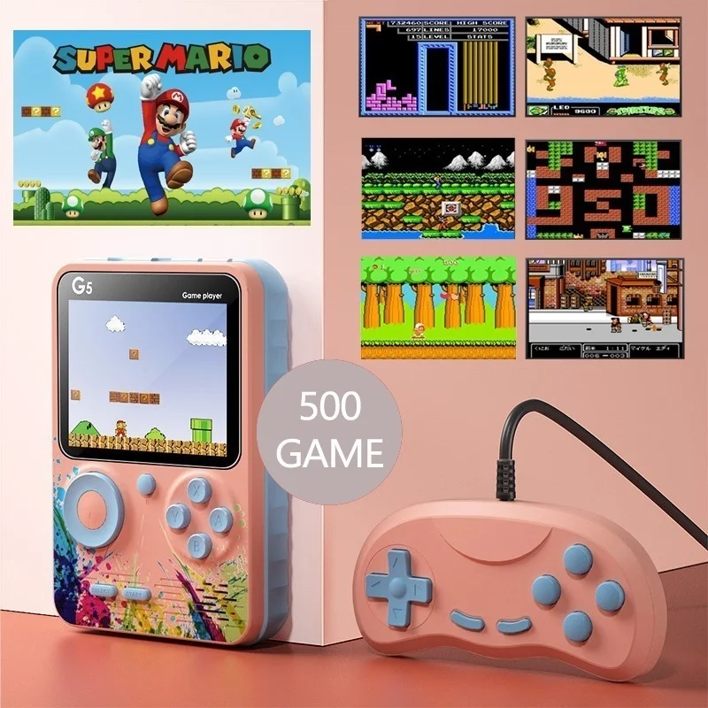 

[Built-in 500 Games]G5 Gaming Machine Retro Mini Game Console Gameboy Rechargeable Portable Video Game Handheld Mario Handle